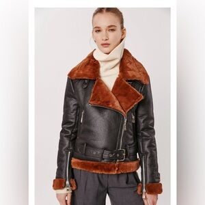Deluc fairy jacket classy Moto coat belts, zippers, faux fur pockets, soft warm